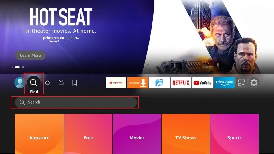 ecran d'acceuil de la cle Amazon Fire TV Stick