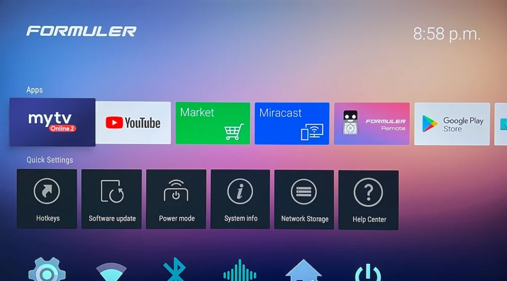 l'application MyTVOnline dans l'interface du boitier Formuler