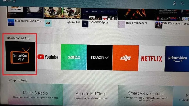 Smartone IPTV sur l'app store de Samsung TV