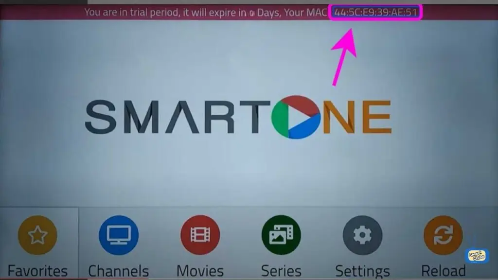 interface de l'application Smartone iptv